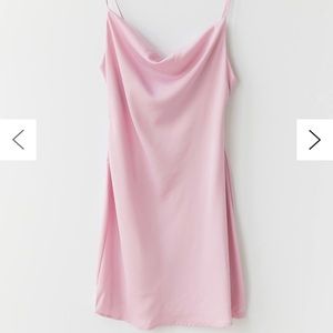 Satin fabric cowl neck dress